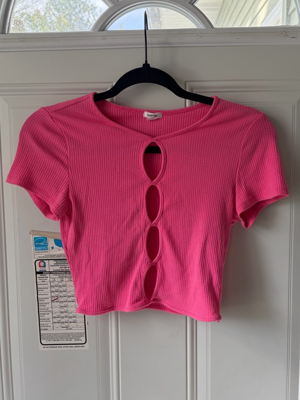 Garage Multi-Keyhole Ribbed Crop Top 🩷